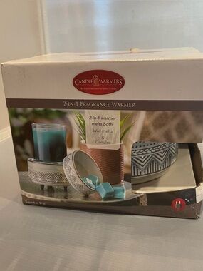 NIB Candle Warmers White Patterned Ceramic Wax Melt Fragrance Room House Decor!